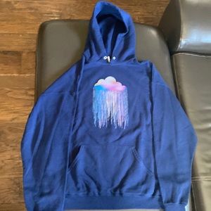 Navy blue hoodie rain cloud design